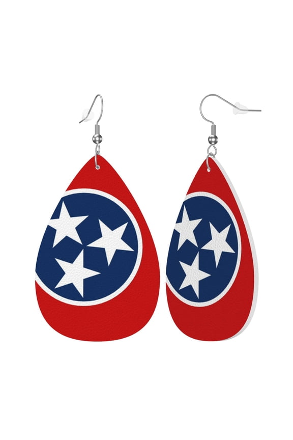Tennessee Flag Leather Teardrop Earring Lightweight Drop Earrings For Women