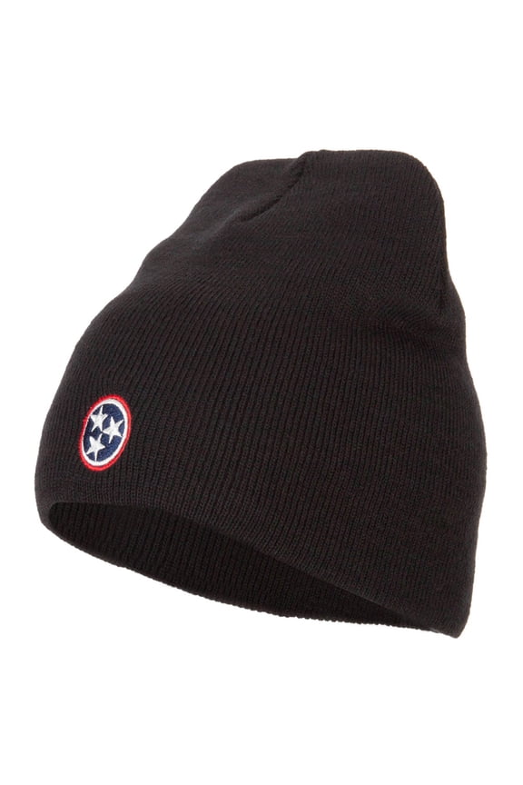 Tennessee Flag Logo Embroidered Knitted Short Beanie - Black OSFM