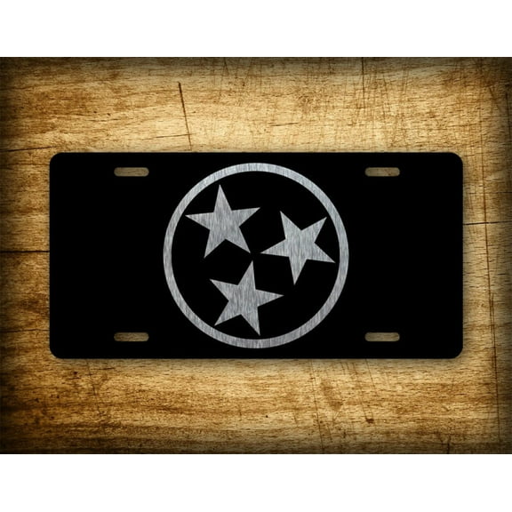 Tennessee Flag Silhouette License Plate TN Silver Flag Brushed Aluminu Auto Tag - Aluminum ( 12 inch x 6 inch )