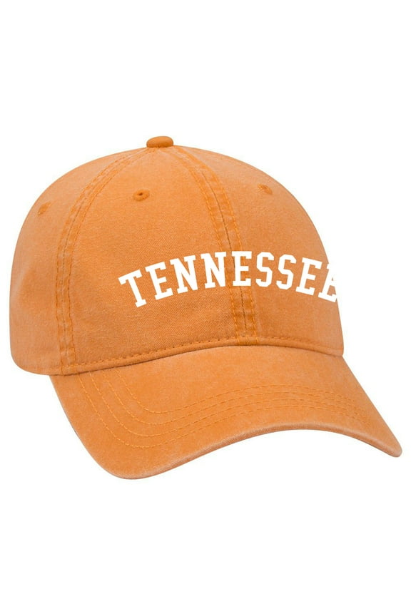Tennessee Football Hat Team Color TN Orange Pigment Dyed Washed Cotton Twill Adjustable Buckle Back Dad Hat Baseball Cap, Tennessee