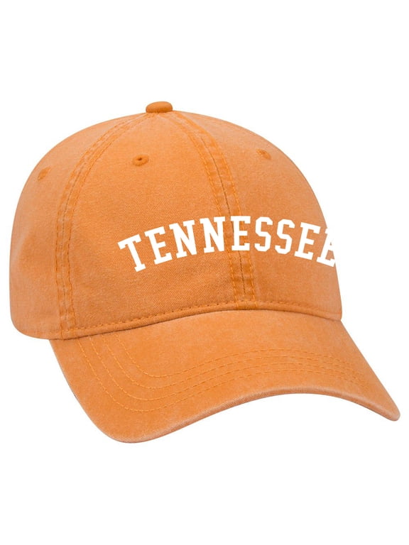 Tennessee Football Hat Team Color TN Orange Pigment Dyed Washed Cotton Twill Adjustable Buckle Back Dad Hat Baseball Cap, Tennessee