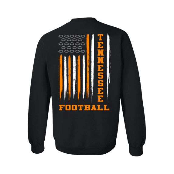 Tennessee Football Team Color Orange and White American Flag Mens Crewneck Pullover Sweatshirt-Black-4xl