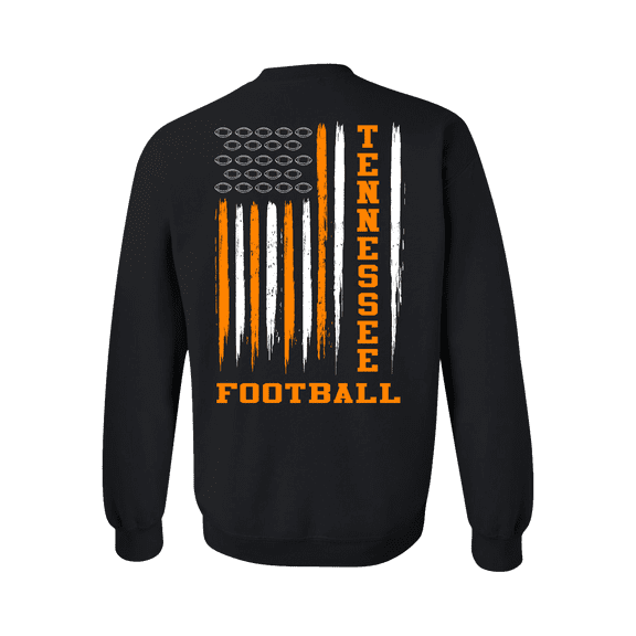 Tennessee Football Team Color Orange and White American Flag Mens Crewneck Pullover Sweatshirt-Black-xxl