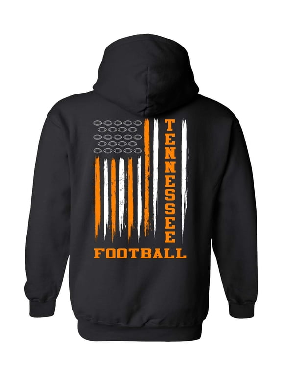 Tennessee Football Team Colors Orange and White Football American Flag Unisex Hoodie-Black-xl
