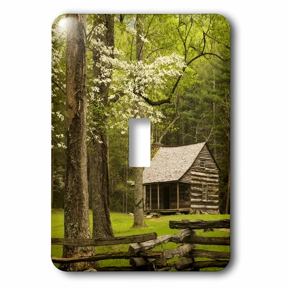 3dRose, Tennessee, Great Smoky Mountain NP, Cades Cove cabin - US11 JWL0271 - Joanne Wells, single toggle switch