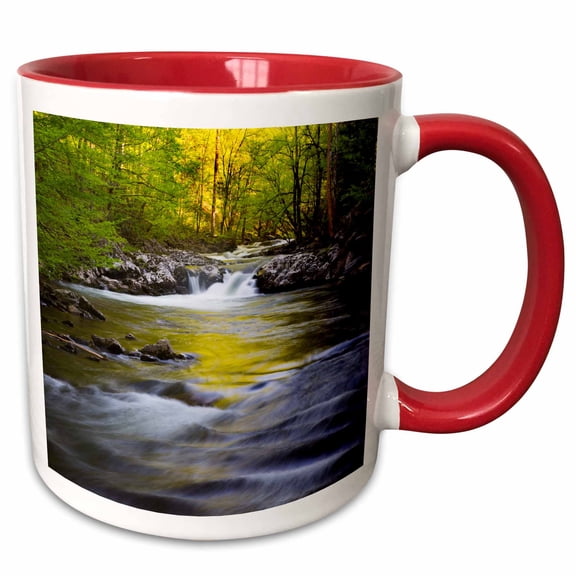 3drose, Tennessee. Great Smoky Mountains N.p., Little River, 11oz Two-tone Red Mug