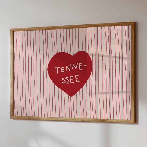 Tennessee Heart Art Print: Trendy State Love Poster UNFRAMED PAPER POSTER, Home Decor