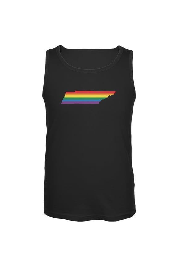 Tennessee LGBT Gay Pride Rainbow Black Adult Tank Top - Large