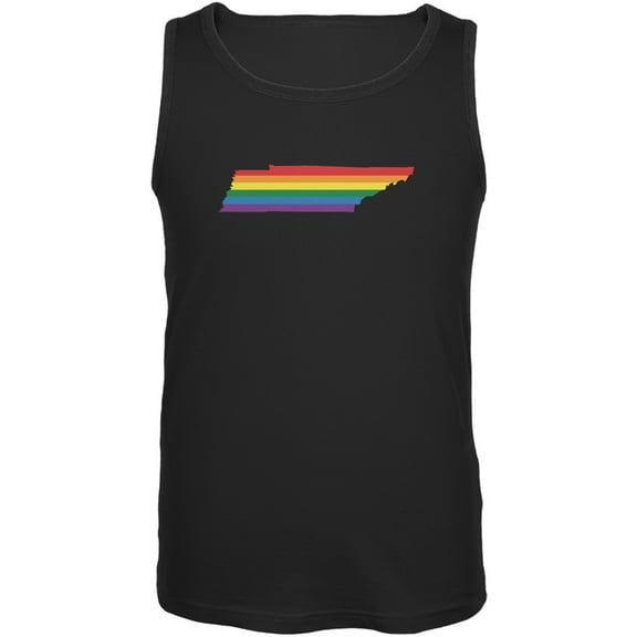 Tennessee LGBT Gay Pride Rainbow Black Adult Tank Top - Medium