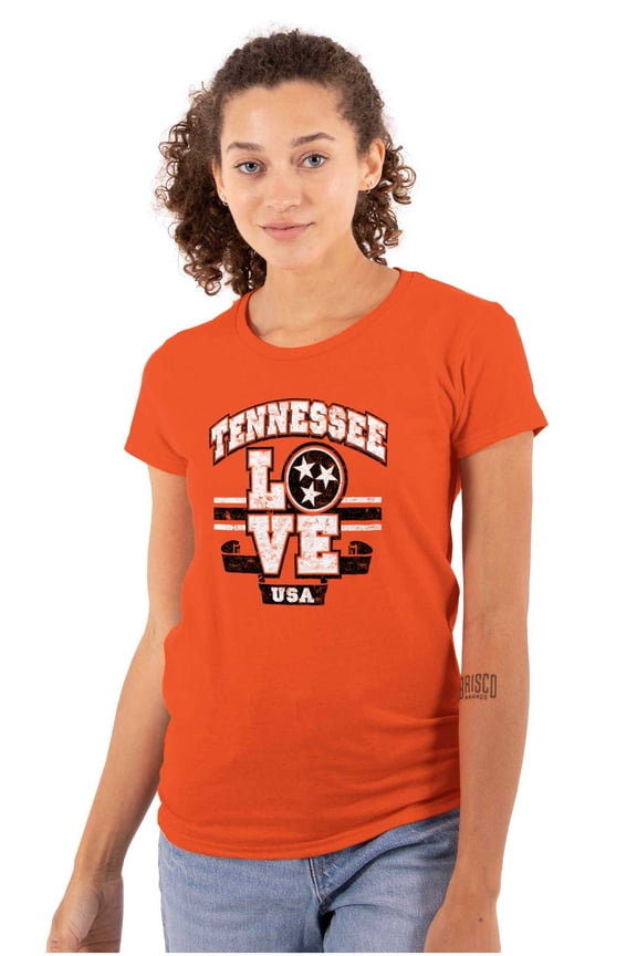 Tennessee Love TN Pride State Flag Womens Slim Fit Graphic Tee Brisco Brands L