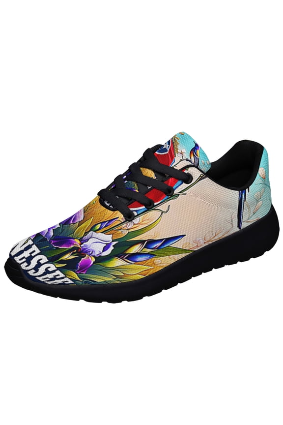 Tennessee Mocking Bird Iris Flower Shoes Sneakers Black Size 9.5