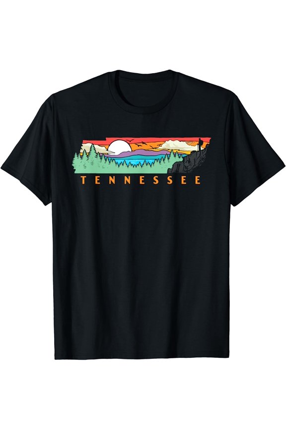 Tennessee Mountains & Outdoors State Pride Nature Graphic T-Shirt Black 2X-Large