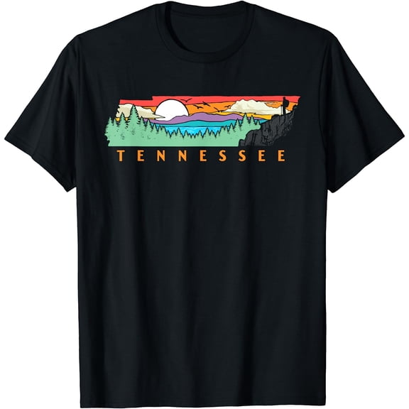 Tennessee Mountains & Outdoors State Pride Nature Graphic T-Shirt Black X-Large