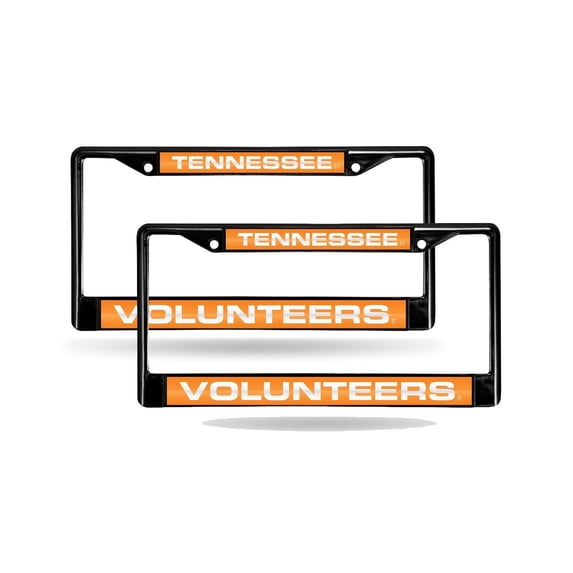 Tennessee NCAA Volunteers Black Metal (Set of 2) Laser Cut License Plate Frames