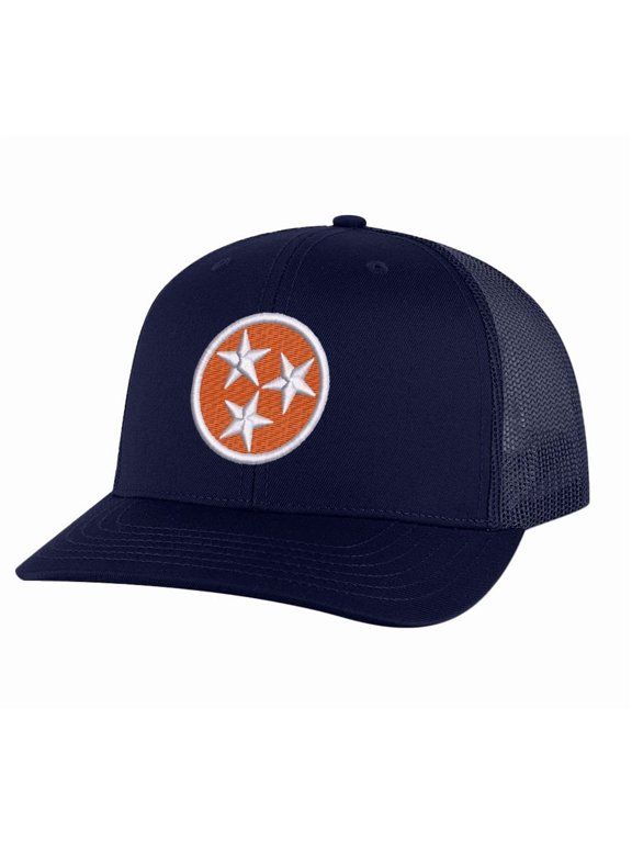 Tennessee Orange Trucker – Distressed Tri-Star Snapback Mesh Cap (Navy)
