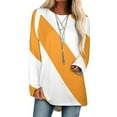 thumbnail image 1 of Tennessee Orange & White Team Color Stripes Lotus Leaf Neck Women'S T-Shirt Cute Elegant Tops Tees Long Sleeve T-Shirts Casual, 1 of 3