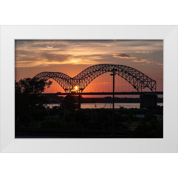 Tennessee Picture Archive 14x11 White Modern Wood Framed Museum Art Print Titled - Hernando de Soto Bridge Memphis Tennessee