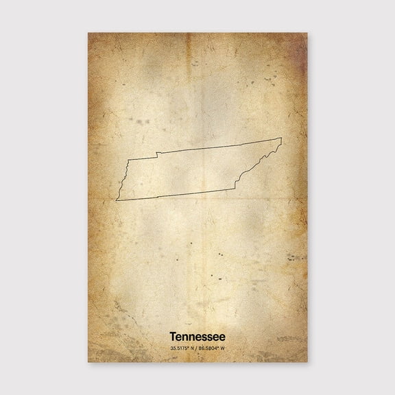Tennessee Print, Tennessean Gift, Minimalistic Country Map Poster, TN Line Art, Minimalist printfor Living Room Bedroom Office Farmhouse Neutral Home Artwork Ready to Hang 8x12 inch