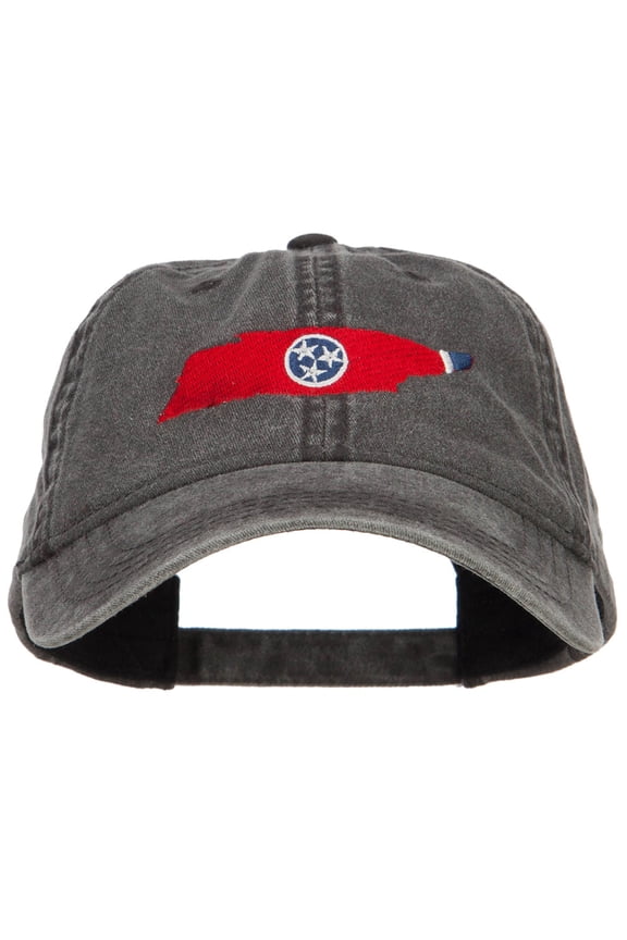 Tennessee State Flag Map Embroidered Washed Cap - Black OSFM