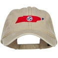 thumbnail image 1 of Tennessee State Flag Map Embroidered Washed Cap - Khaki OSFM, 1 of 5
