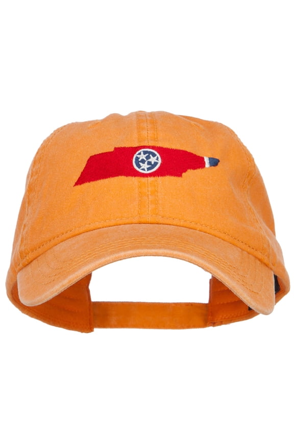 Tennessee State Flag Map Embroidered Washed Cap - Orange OSFM