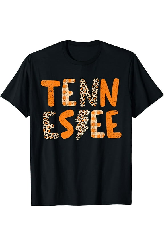 Tennessee State Flag Orange Plaid Leopard TN T-Shirt