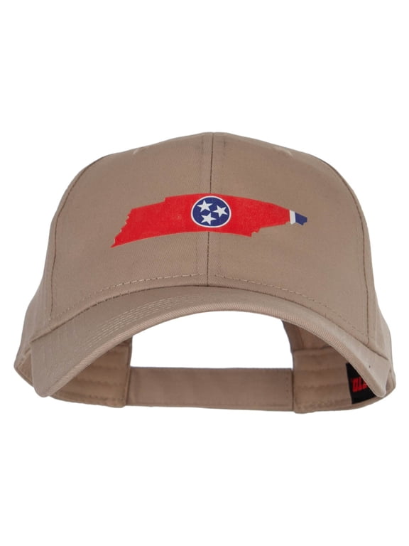 Tennessee State Flag with Map Heat Transfer Cotton Twill Pro Style Cap - Khaki OSFM