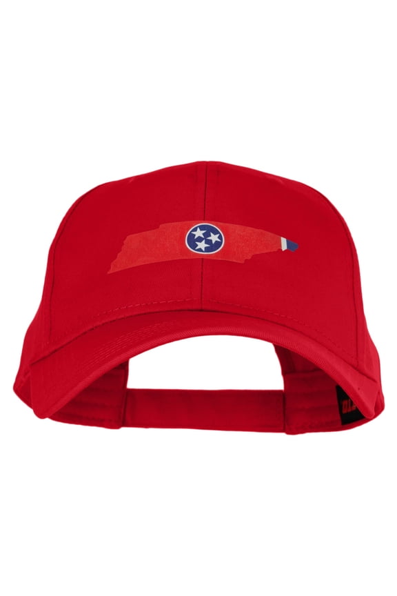 Tennessee State Flag with Map Heat Transfer Cotton Twill Pro Style Cap - Red OSFM