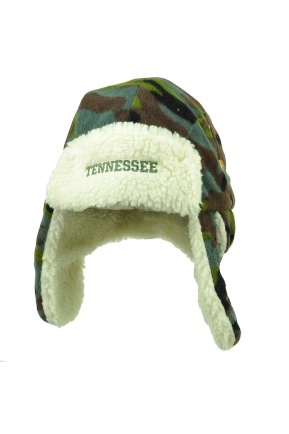 Tennessee State Green Camouflage Camo Fleece Ear Flap Aviator Knit Beanie Hat