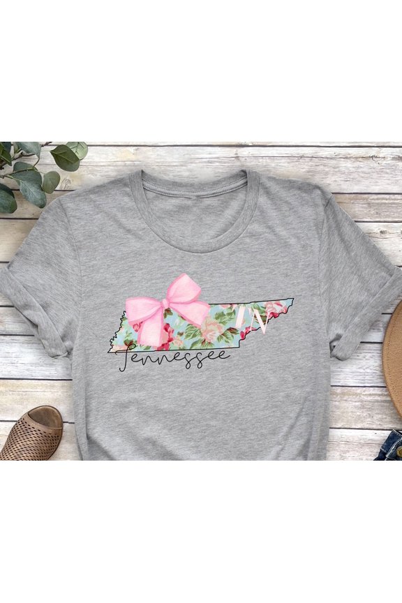 Tennessee State Map Shirt Floral TN Travel Tee