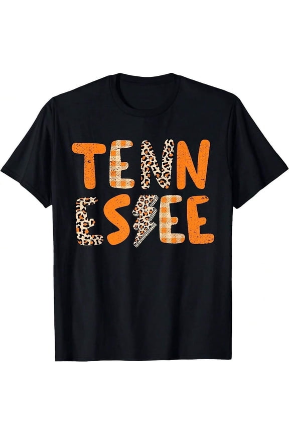 Tennessee State Orange Plaid Leopard TN T-S1Hirt