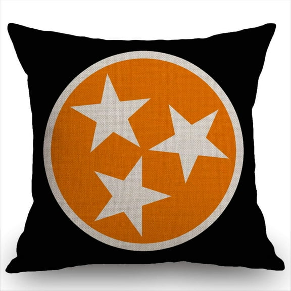 Tennessee State Tristar Flag Decorations Pillow Cover, Orange Tristar Flag Farmhouse Decor Throw Pillow Cases Cushion Cover 18 x 18 Inch Home Decoration