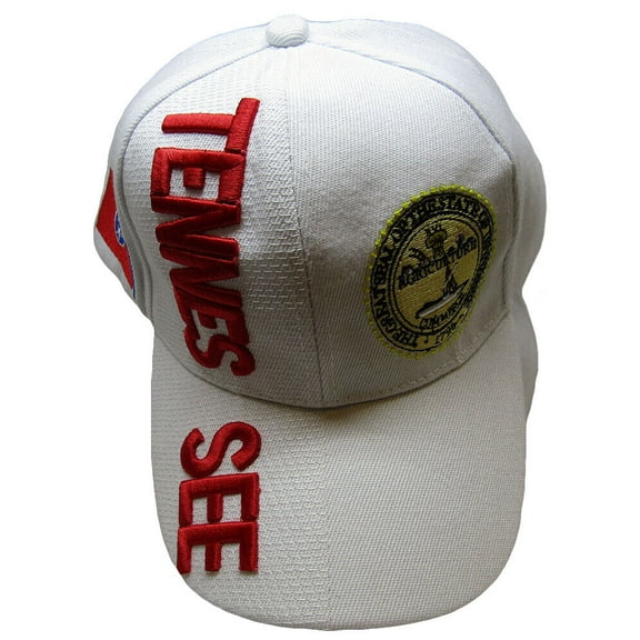 Tennessee State White With Red Letters Patch On Side Embroidered Hat Cap