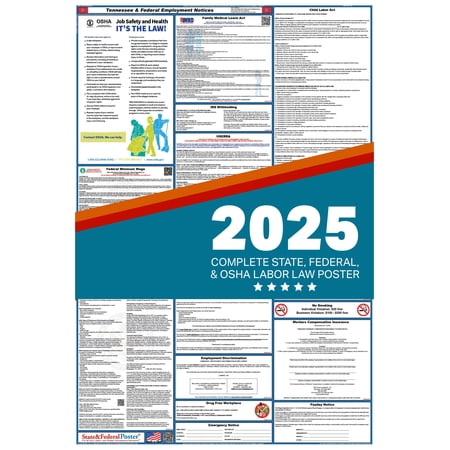 Tennessee State and Federal Labor Law Poster 2025 , All In One | English-Paper
