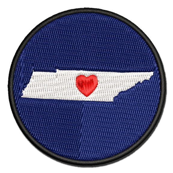 Tennessee State with Heart Applique Multi-Color Embroidered Iron-On Patch - 2.0 Inch Mini