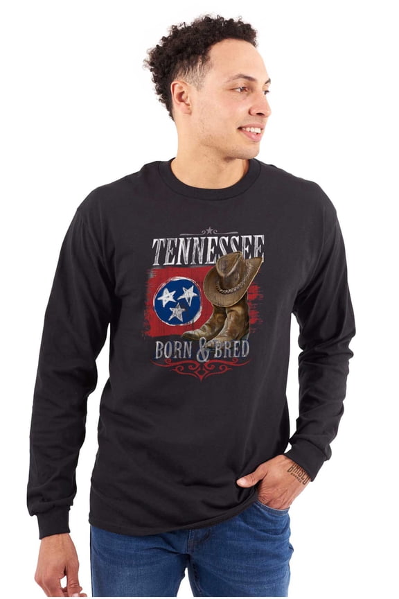 Tennessee TN Born and Bred Southerner Plus Size Long Sleeve Graphic Tee Shirt Brisco Brands 2X