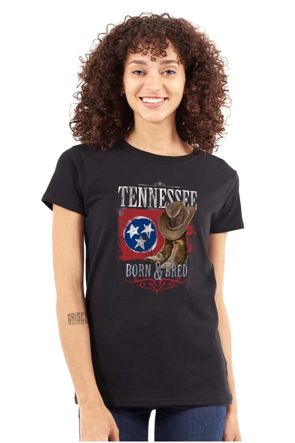 Tennessee TN Born and Bred Southerner Womens Slim Fit Graphic Tee Brisco Brands L