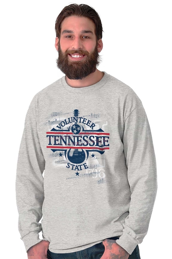 Tennessee TN Volunteer State Guitar Plus Size Long Sleeve Graphic Tee Shirt Brisco Brands 3X