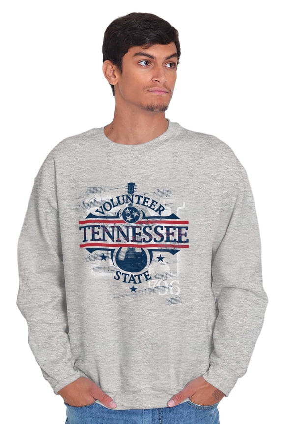 Tennessee TN Volunteer State Guitar Sweatshirt for Men or Women Brisco Brands X