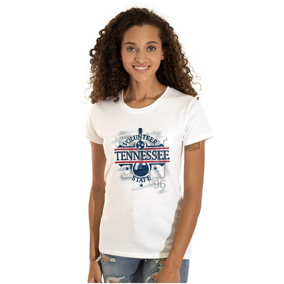 Tennessee TN Volunteer State Guitar Womens Slim Fit Graphic Tee Brisco Brands M