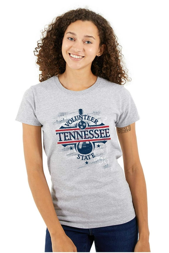 Tennessee TN Volunteer State Guitar Womens Slim Fit Graphic Tee Brisco Brands S