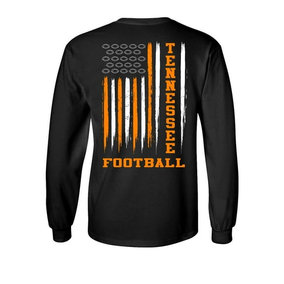 Tennessee Team Colors Football American Flag Unisex Long Sleeve T-shirt Graphic Tee-Black-4xl