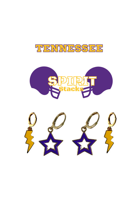 Tennessee Technological University Spirit Stack golden yellow mini enamel bolts and purple statement open starboys