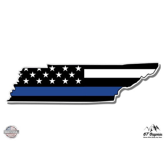 Tennessee Thin Blue Line Support Police - 5" Vinyl Sticker - For Car Laptop I-Pad - Waterproof Decal
