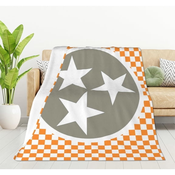 Tennessee Throw Blanket Ultra Soft Warm All Season Tennessee Orange Grey Star Flag Decorative Fleece Blankets for Bed Chair Car Sofa Couch Bedroom 40"X50"