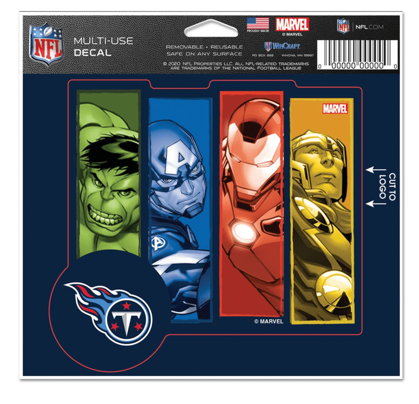 Titans Rivalry Decal Tennessee Titans MARVEL MULTI-USE DECAL 5