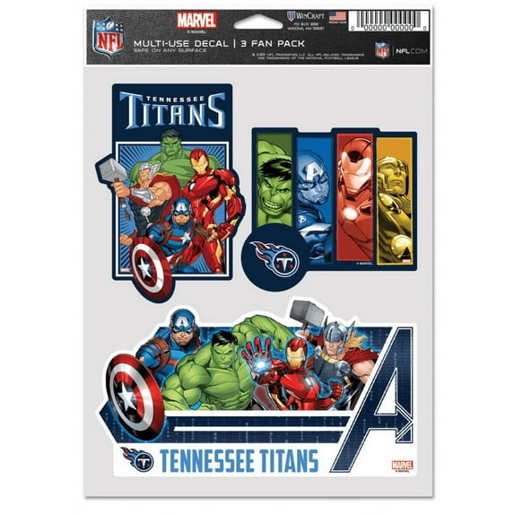 Tennessee Titans Marvel Multi-Use Decal 3 Fan Pack
