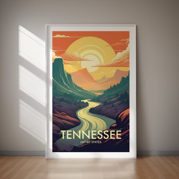Tennessee Travel Poster Modern State Wall Art Southern Landscape And Nature Home Decor Gift For Travel Lovers , Poster Print Only