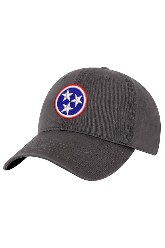 Tennessee Tri-Star Flag Hat - Embroidered Baseball Cap – Volunteer State Hat (Charcoal)
