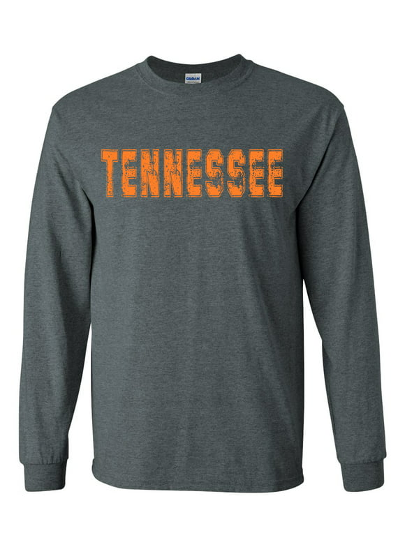 Tennessee Tshirt Football Team Color Tennessee Orange Distressed Tennessee State Name Rocky Top Mens Long Sleeve T-shirt Graphic Tee-Heather Grey-large